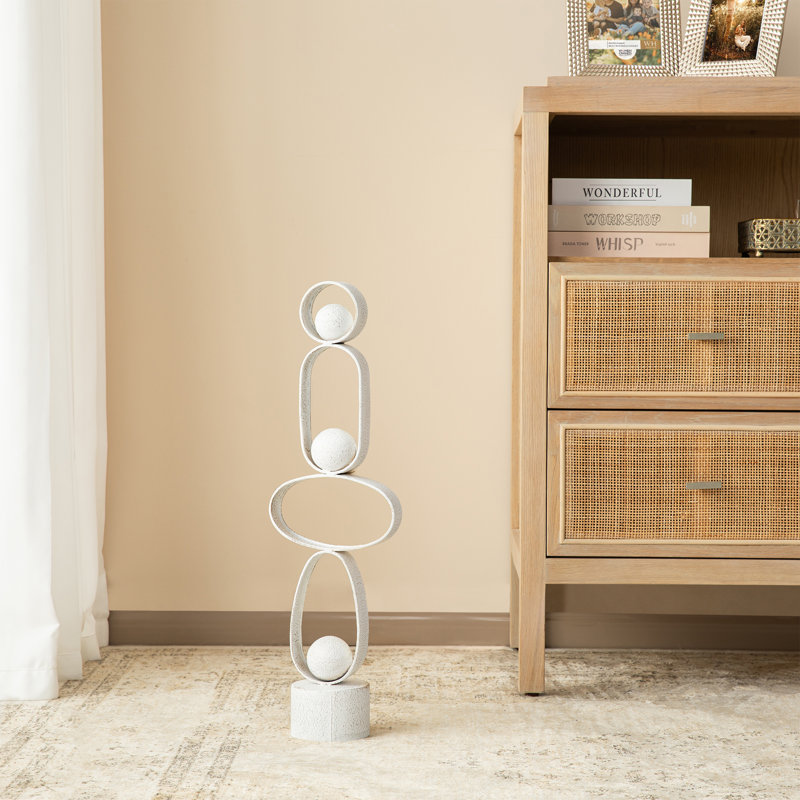 Décoration de table moderne en métal blanc abstrait 25,50 "H