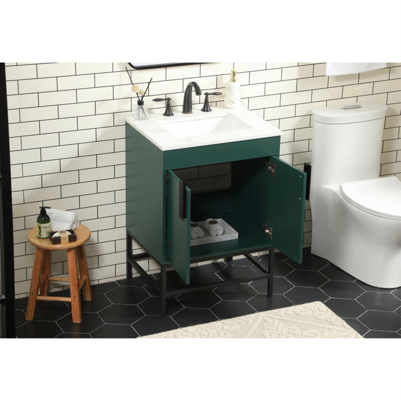 Ensemble de meuble-lavabo simple 24 po Eugene, vert