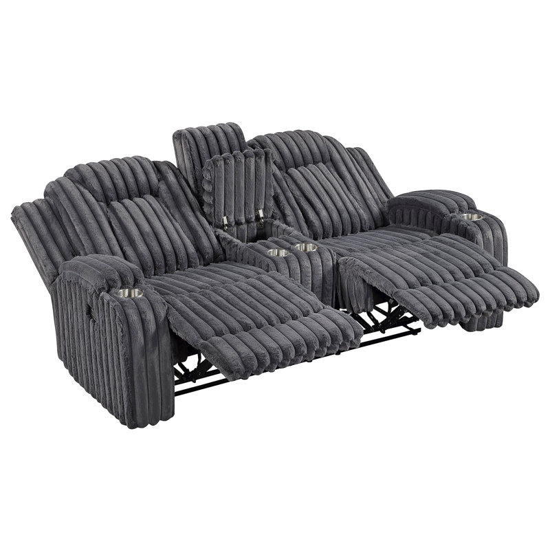 Causeuse inclinable gris foncé avec porte-gobelet à console centrale, Dark Grey