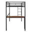 Lit simple mezzanine en métal pour chambre à coucher, noir. Bureau et garde-corps-118035589