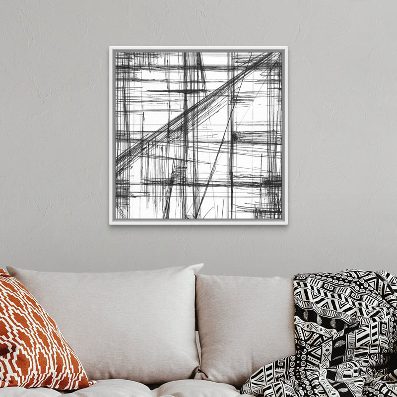 « Intersect I » par Ethan Harper-impression de dessin, Cadre blanc, H 18 po x l 18 po x 1,75 po