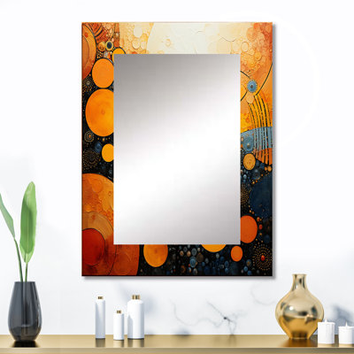Fiery Fusion III - miroir à collages abstraits, miroir mural décoratif moderne, impression d'art en métal