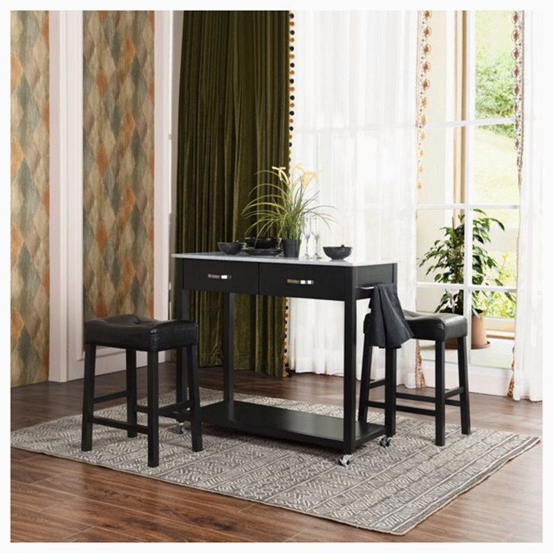 Phinehas 2 - Person Marble Top Four Leg Base Dining Set