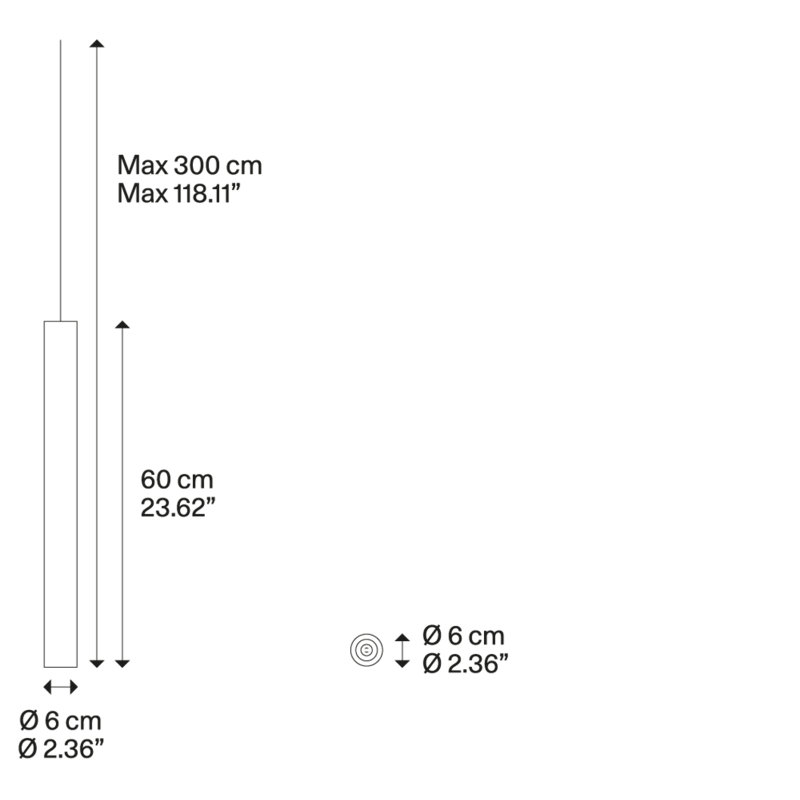 Lodes A-Tube Suspension Lamp Line-V, 23.62'' H X 2.36'' W X 2.36'' D, Matte White