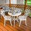 Ensemble de salle à manger 3 pièces en fonte d'aluminium à motif floral blanc avec table bistro ronde