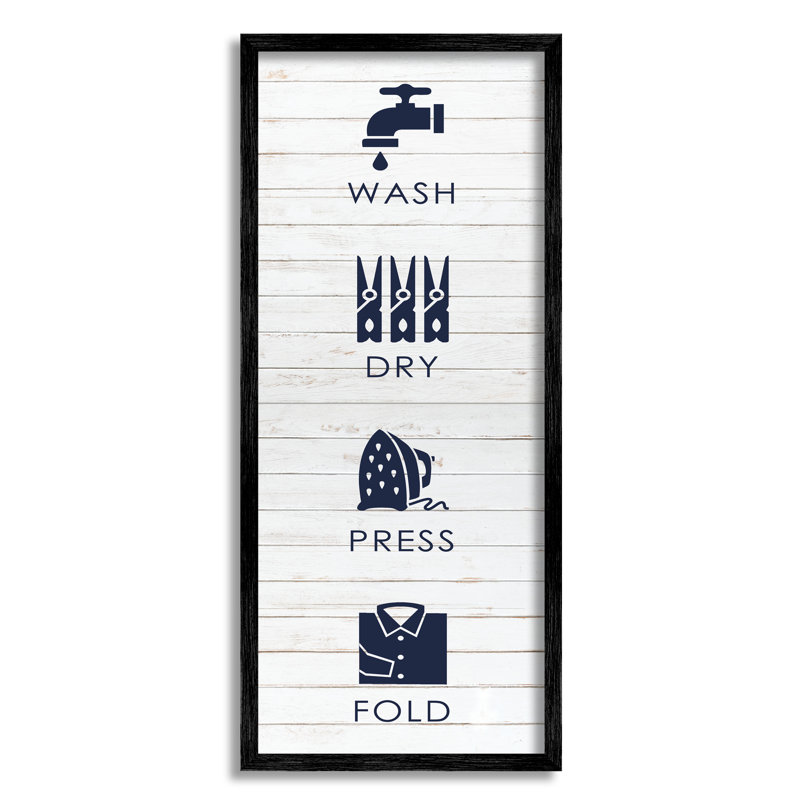 «Rustic Wash Dry Press Fold Laundry Text Quote» par Melody Hogan - impression, L 10 po x H 10 po, Giclée encadrée noir minuit