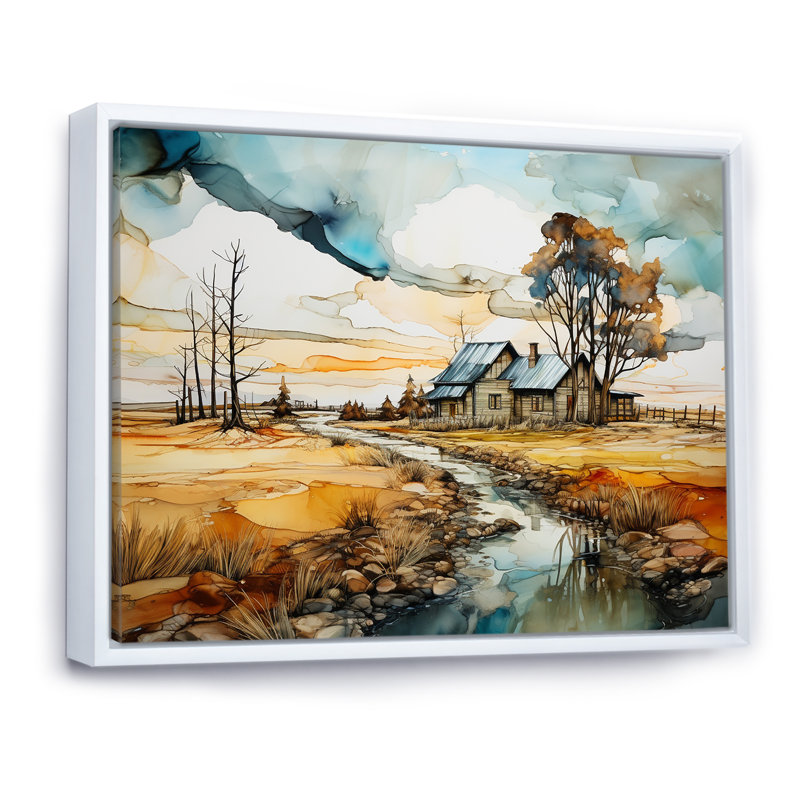 Tarquility in the Countryside IV - Imprimé, Cadre flottant blanc, H 30 po x l 40 po x P 1,5 po