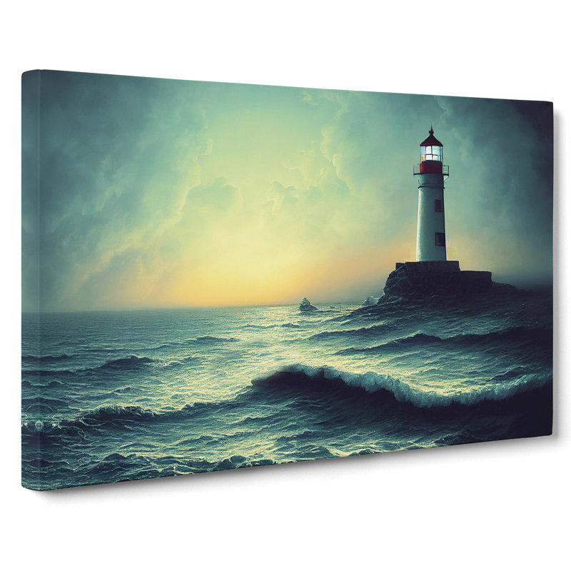 Dreamlike Lighthouse Sunrise - Wrapped Canvas, 40cm H x 60cm W x 3cm D