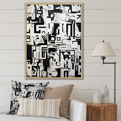 "Urban Vision" abstrait noir et blanc I - impression sur toile géométrique moderne