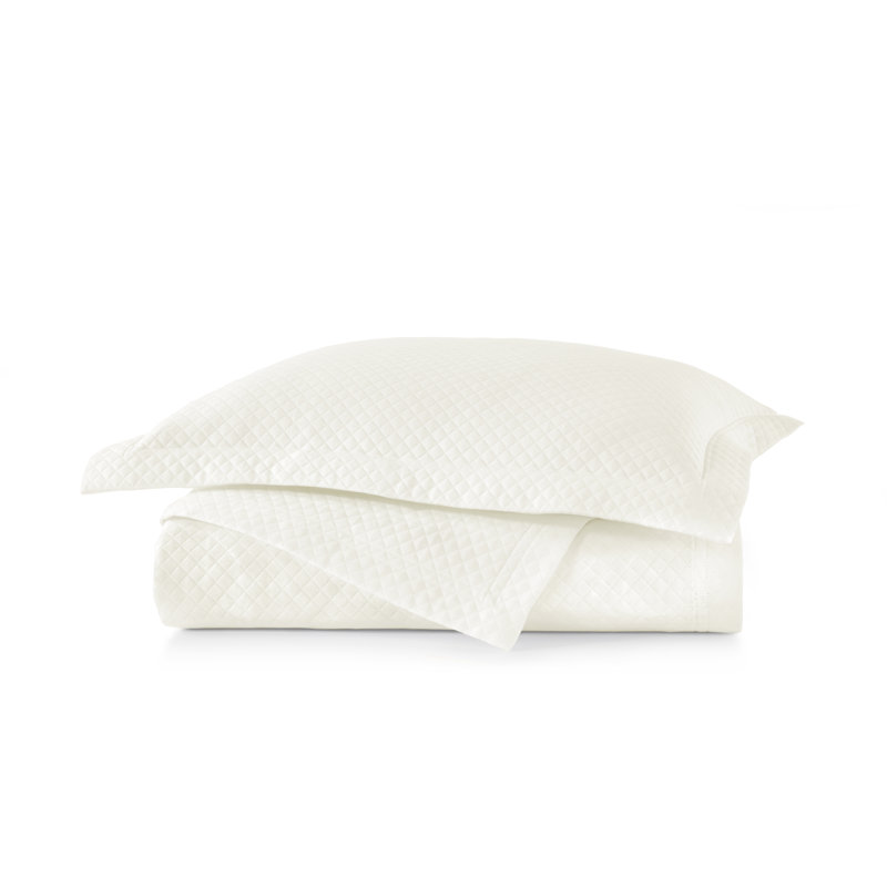 Ivory Organic Cotton Queen Coverlet with Diamond Pattern