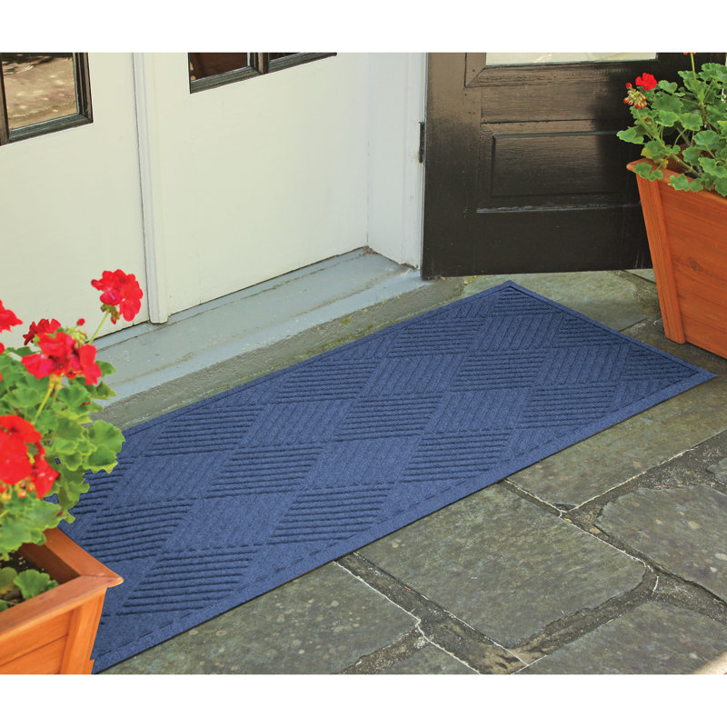 WaterHog® Diamonds Indoor Outdoor Doormat, Runner 22" W x 60" L, Navy