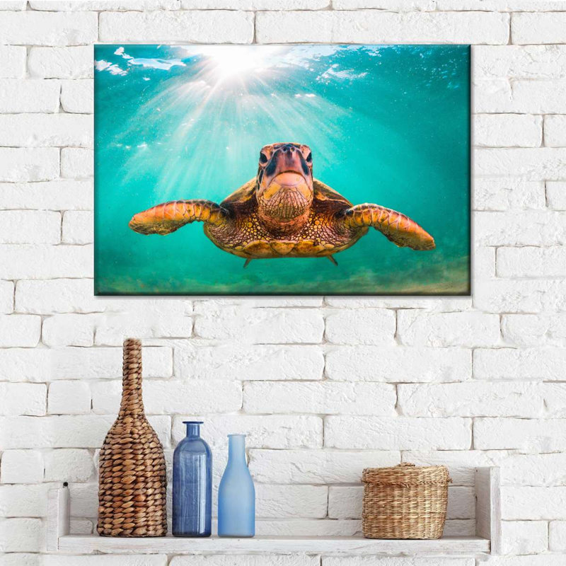 Tortue verte de Maui sur toile, H 16 po x l 24 po x P 1,25 po