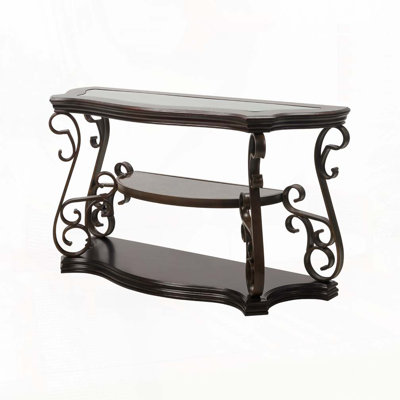 Sofa Table, Glass table top, MDF W/marble paper middle shelf