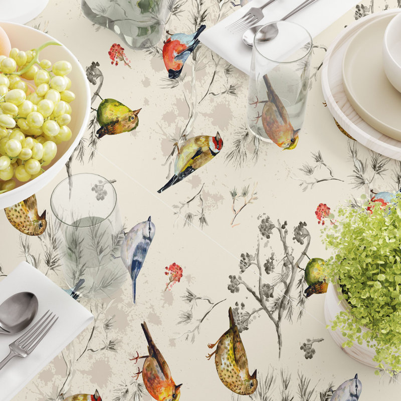 Square Tablecloth, 100% Cotton, 52X52", Bird Watch