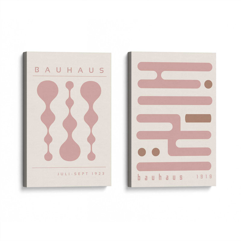 Pink Retro Circuitry Set of 2, 18" H x 24" W, Wrapped Canvas