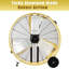 Ventilateur tambour à 2 vitesses en jaune avec puissant moteur 4 / 5HP, ventilateur commercial ou industriel