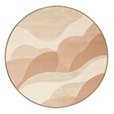 Machine Washable Manhasset Minimalist Solid Color Rug in Beige – Beige Binding