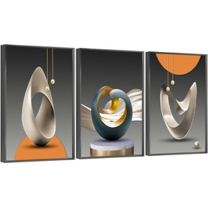 Luxurious Aluminum Framed Wall Art - 3 Piece Picture Aluminum Frame Print Set On Canvas8