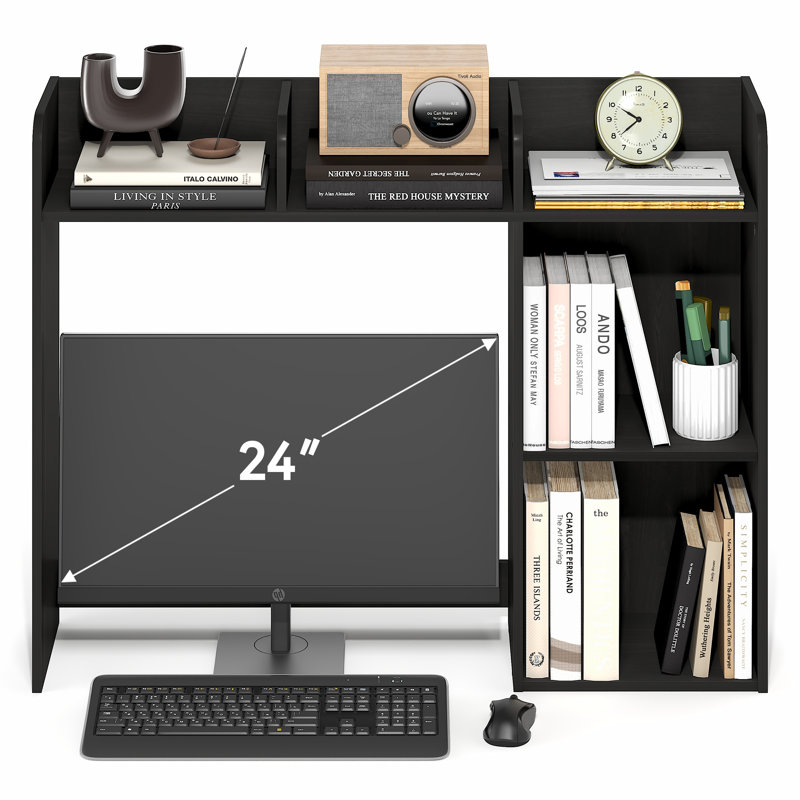 Huche de rangement pour bibliothèque Classic, étagère de bureau avec 3 tablettes, blanc / blanc, Espresso