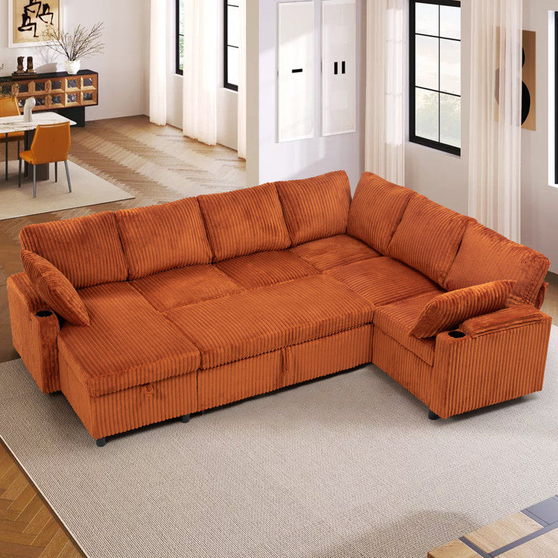 Canapé-lit modulaire Corduroy, Orange