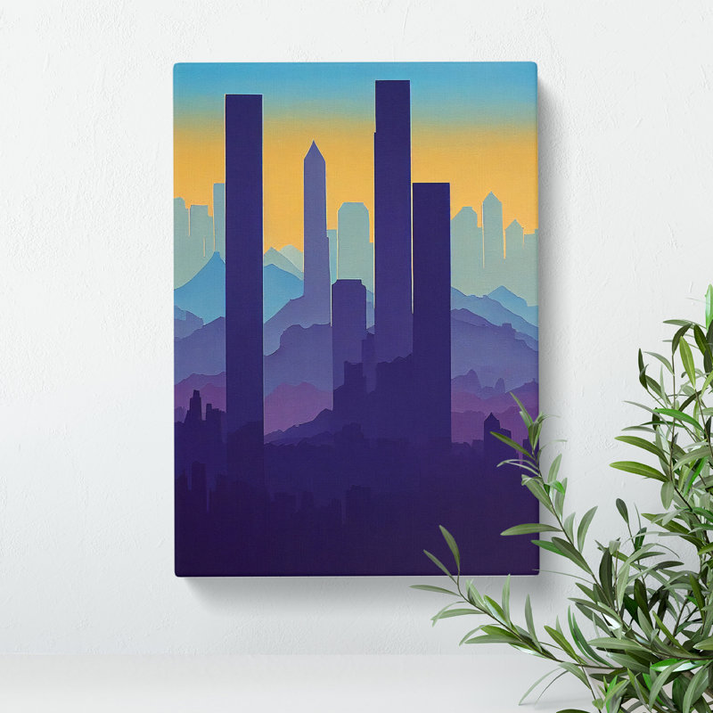 A Serene City Skyline No.5 - Print, Wrapped Canvas, 50cm H x 35cm W x 3cm D, No Matte