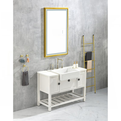 Grand miroir de salle de bain rectangulaire avec brouillard et intensité variable à DEL 42 po x 24 lumières