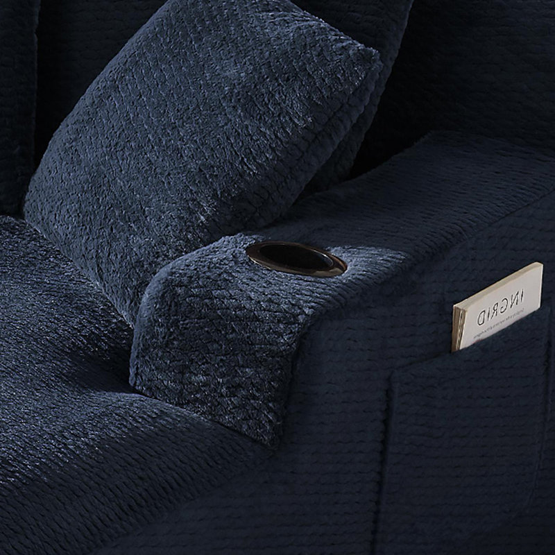Chaise longue 49,2 po en fausse fourrure, canapé-lit simple, fauteuil de lecture d'appoint à siège profond avec porte-gobelet et poche latérale - aucun assemblage requis