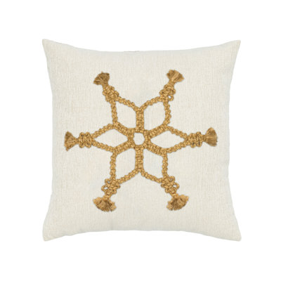 Snowflake Gold Woven Accent Pillow Cover & Insert