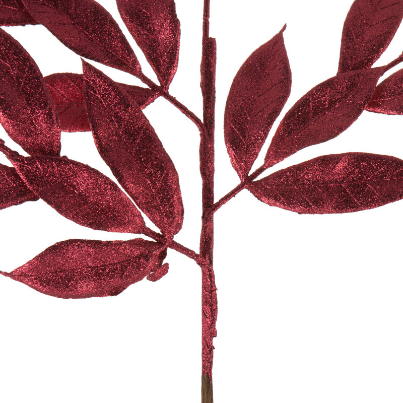 22" Glitter BayLeaf Artificial Christmas Spray, Burgundy, 22" H x 8" W x 0.5" D