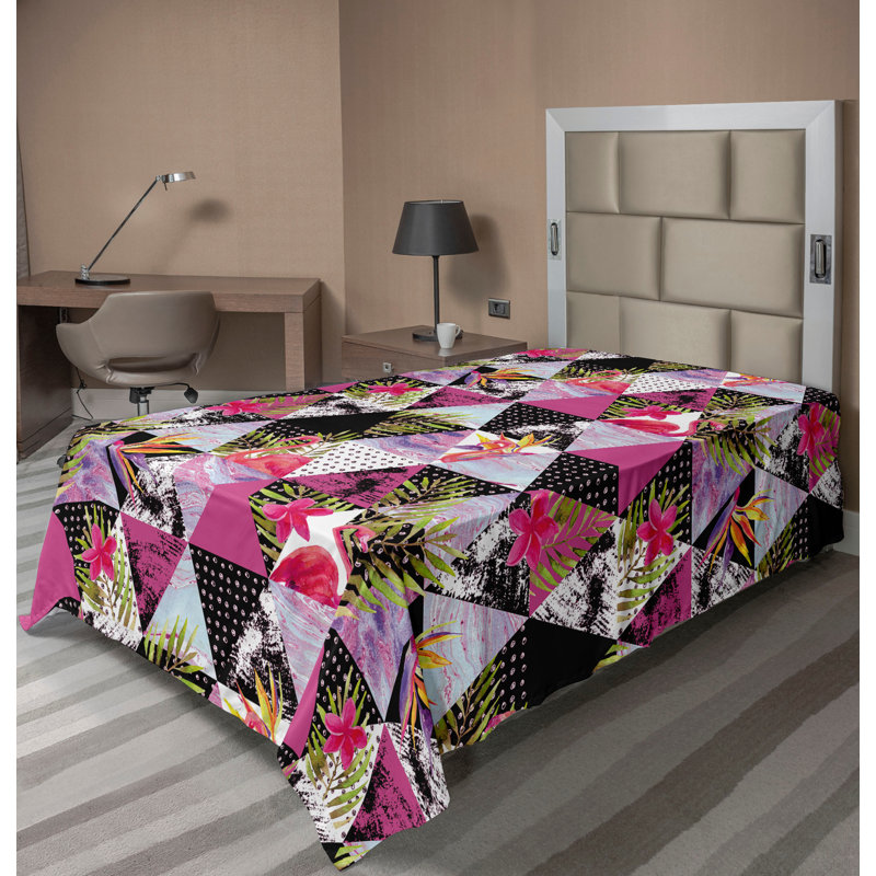 Drap plat Ambesonne, Magenta, vert / floral, Drap plat pour lit simple TG