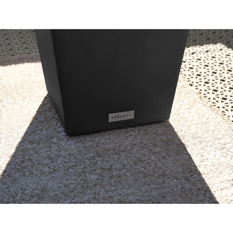 Midland 26" Black Recycled Plastic Tall Square Planter