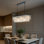 Luminaire suspendu rectangulaire en verre texturé à 5 lumières 39 po