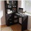 Bureau d'ordinateur avec armoires en verre et lumières DEL intégrées, bureau de coin en L avec ports de chargement USB, plateau à clavier, conception ergonomique pour les espaces de travail à domicile et en entreprise (noir)-661557068
