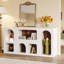 Console avec 6 compartiments de rangement, canapé d'entrée en bois de 59 po de long, mobilier d'appoint blanc moderne pour le salon et le couloir