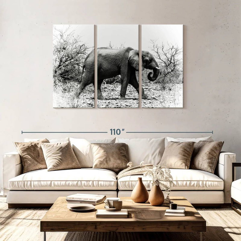 Éléphant d'Afrique au Botswana, H 48 po x l 74 po