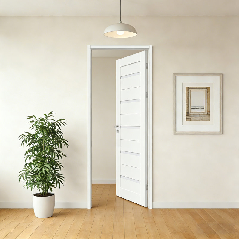 Structure en bois massif préfini blanc et plaque de porte en verre, porte intérieure avec finition intérieure, porte intérieure en bois, porte intérieure blanche - porte en verre Milky Exclusive 24 po x 80 po pouvant être utilisée comme porte battante, grange, porte pliante et porte escamotable  