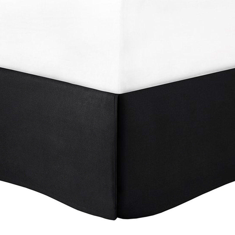Édredon pour lit très grand - 7 pièces en coton imprimé noir avec motif de broderie délicate, Black