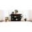Modern Kitchen Island Featuring Concealed Trash Bin, Power Outlets, 3 Drawers, Side Shelves, 5 Rolling, Black With Can Cabinet, Internal Storage, Sockets, , Design-1670909481