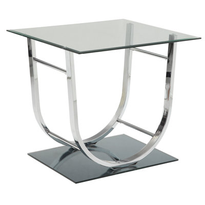 Nyvian Glass Floor Shelf End Table by Orren Ellis