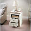 Table de chevet blanche antique avec 2 tiroirs, bois rustique pour la chambre à coucher et le salon