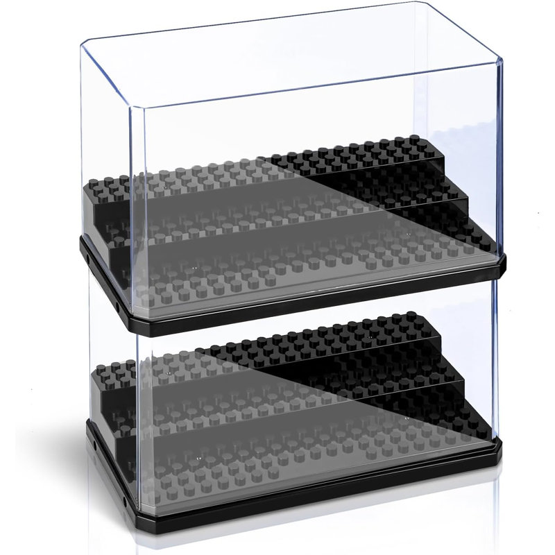 Sized Miniature Display Case For Figures, 2 Pack Building Block Display Cases For Collectibles, Acrylic Display Storage Box, Gift For Action Figure & Miniatures Toys Lovers