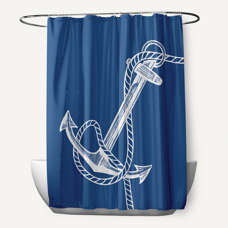 Rideau de douche Anchored, bleu