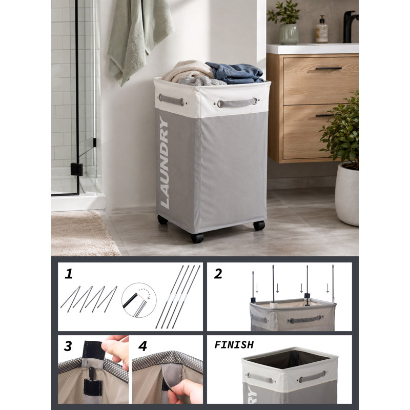 Rolling Laundry Hamper Cart - large size 1 pack - grey