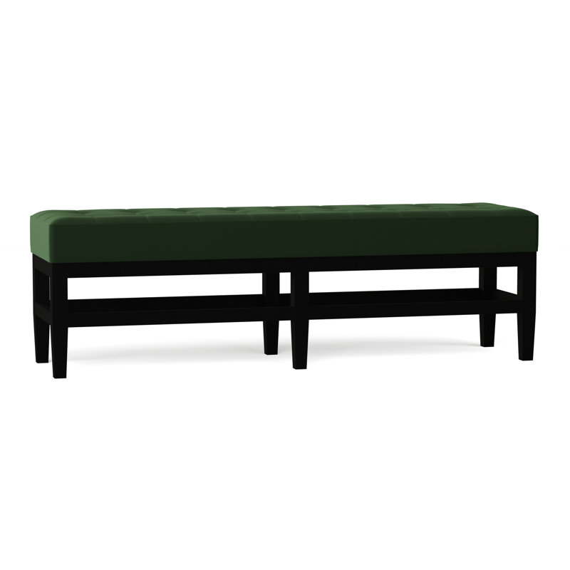Galindo-White Upholstered Bench, Klein Emerald, Mahogany