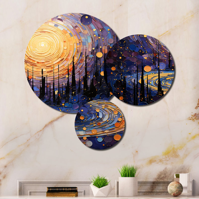Mystic Mosaic II - Abstract Collages Metal Wall Art Prints Set
