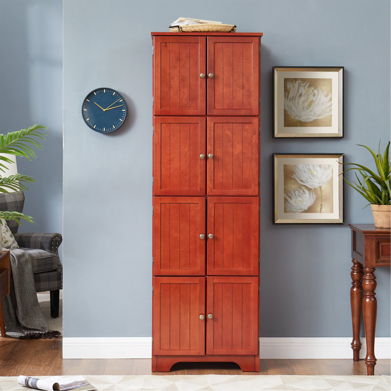 72.4" Tall Storage Cabinet Tall Storage Cabinet With 8 Doors And 4 Shelves ,Bookshelf Living Room, Kitchen, Dining Room, Office  Freestanding Storage Cabinet,Cherry