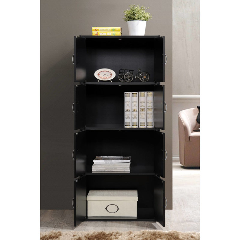 Bibliothèque à 4 tablettes et 8 portes Latitude Run®, Noir