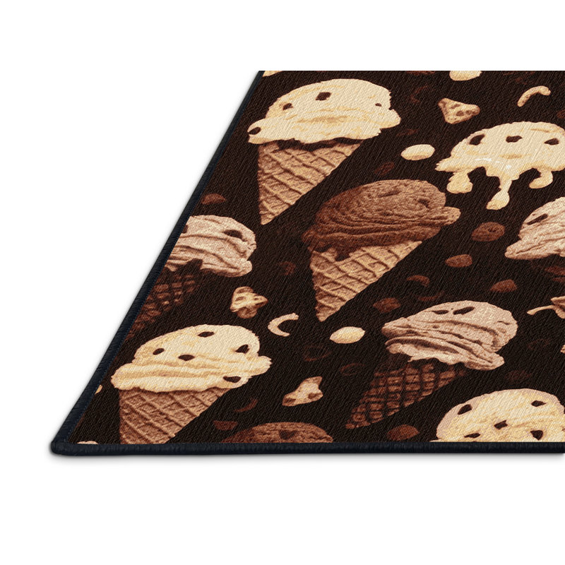  Tapis lavable crème glacée chocolat et desserts, Rectangulaire 3 pi x 5 pi