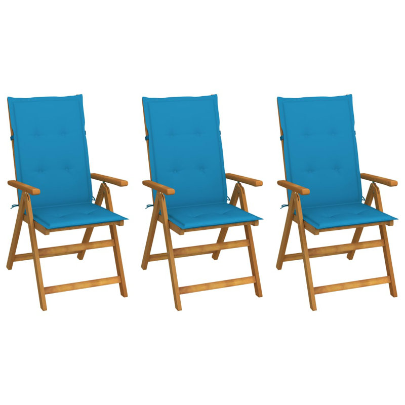 Chaise de patio avec coussins en bois d'acacia massif, 47.2" x 19.7" x 1.2", Red, 8