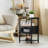Black End Table With Charging Station 2 Bedside Tables With Magnetic Drawers Narrow Side Table With USB Port